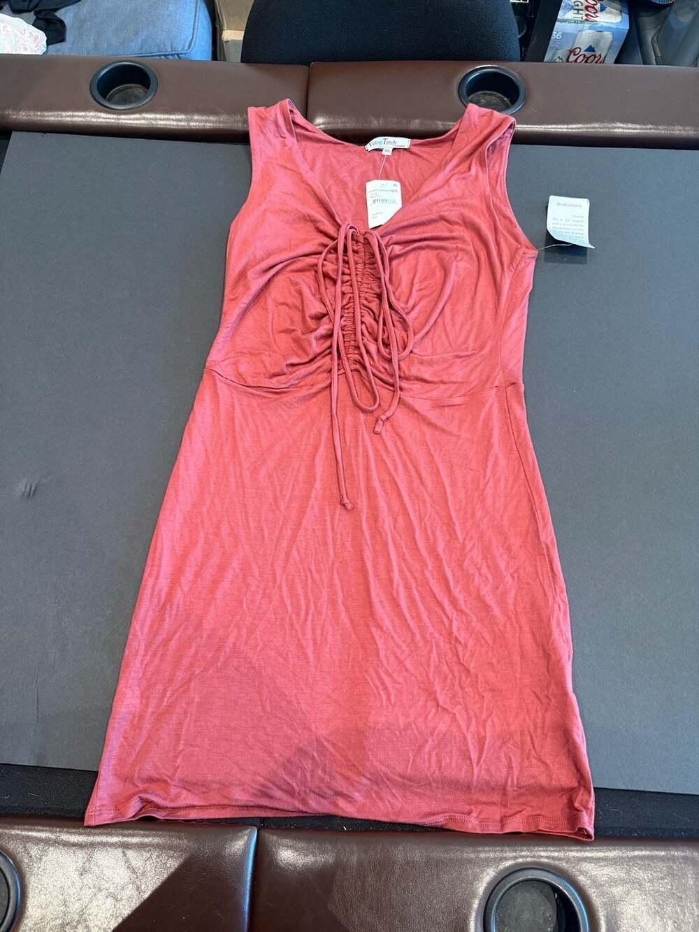Velvet Torch Los Angeles Mauve Pink Ruched Front Sleeveless Mini Dress XL NWT